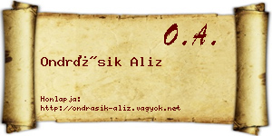 Ondrásik Aliz névjegykártya